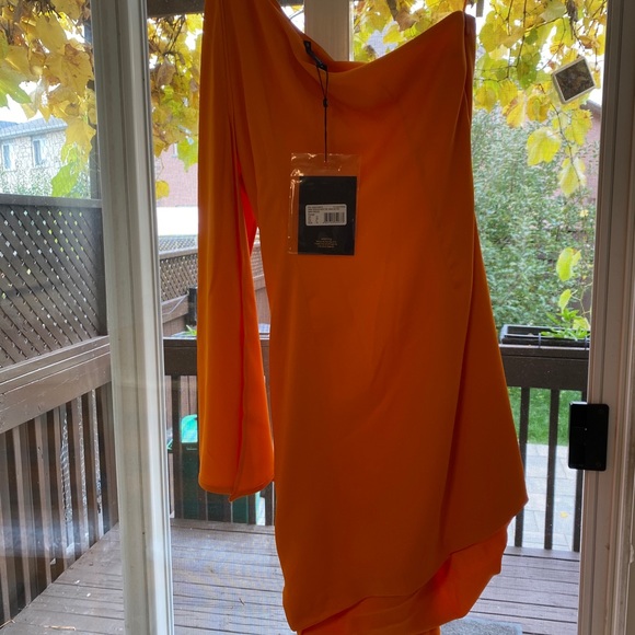 One Shoulder Tie Hem Satin Mini Dress - Picture 7 of 7